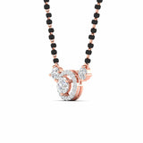 Ivana Jewels Chain Pendant Luxurious Black Bead Mangalsutra with Triple Diamond Pendant