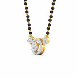 Ivana Jewels Chain Pendant Luxurious Black Bead Mangalsutra with Triple Diamond Pendant