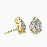 Ivana Jewels Earrings 0.30 Carat Each Pear & Round Diamond Halo Stud Earring