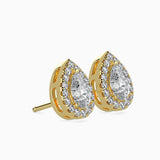 Ivana Jewels Earrings 0.30 Carat Each Pear & Round Diamond Halo Stud Earring