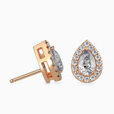 Ivana Jewels Earrings 0.30 Carat Each Pear & Round Diamond Halo Stud Earring