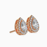 Ivana Jewels Earrings 0.30 Carat Each Pear & Round Diamond Halo Stud Earring