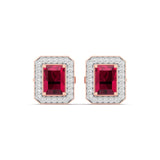 Ivana Jewels Earrings 0.76 Carat Diamond Ruby Gold Stud Earrings