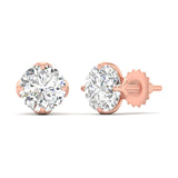 Ivana Jewels Earrings 1.03 Carats Each Round Diamonds 4-Prongs Settings Studs Earring