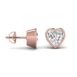 Ivana Jewels Earrings 1.5 Carats Each Heart Shape Solitaire Diamond Bezel Setting Studs Earring