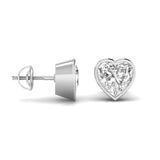 Ivana Jewels Earrings 1.5 Carats Each Heart Shape Solitaire Diamond Bezel Setting Studs Earring