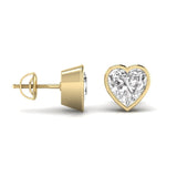 Ivana Jewels Earrings 1.5 Carats Each Heart Shape Solitaire Diamond Bezel Setting Studs Earring