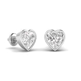 Ivana Jewels Earrings 1.5 Carats Each Heart Shape Solitaire Diamond Bezel Setting Studs Earring