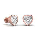 Ivana Jewels Earrings 1.5 Carats Each Heart Shape Solitaire Diamond Bezel Setting Studs Earring