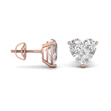 Ivana Jewels Earrings 1.5 Carats Each Heart Shape Solitaire Diamond Three Prong Setting Studs Earring