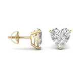 Ivana Jewels Earrings 1.5 Carats Each Heart Shape Solitaire Diamond Three Prong Setting Studs Earring