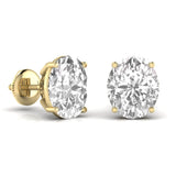 Ivana Jewels Earrings 1.5 Carats Each Oval Shape Solitaire Diamond 4-Prong Setting Studs Earring