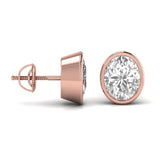 Ivana Jewels Earrings 1.5 Carats Each Oval Shape Solitaire Diamond Bezel Setting Studs Earring