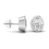 Ivana Jewels Earrings 1.5 Carats Each Oval Shape Solitaire Diamond Bezel Setting Studs Earring