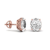 Ivana Jewels Earrings 1.5 Carats Each Oval Shape Solitaire Diamond Four Prong Basket Setting Studs Earring