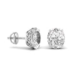 Ivana Jewels Earrings 1.5 Carats Each Oval Shape Solitaire Diamond Four Prong Basket Setting Studs Earring