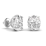 Ivana Jewels Earrings 1.5 Carats Each Oval Shape Solitaire Diamond Four Prong Setting Studs Earring