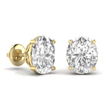 Ivana Jewels Earrings 1.5 Carats Each Oval Shape Solitaire Diamond Four Prong Setting Studs Earring