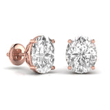 Ivana Jewels Earrings 1.5 Carats Each Oval Shape Solitaire Diamond Four Prong Setting Studs Earring