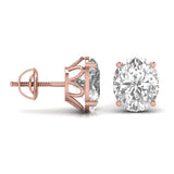 Ivana Jewels Earrings 1.5 Carats Each Oval Shape Solitaire Diamond Four Prong Setting Studs Earring