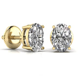 Ivana Jewels Earrings 1 Carat Each Oval Shape Diamond Stud Earring