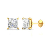 Ivana Jewels Earrings 2.5 Carats Each Princess Cut Diamonds Studs Earrings