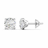 Ivana Jewels Earrings 2.5 Carats Each Round Diamonds 4-Prongs Settings Studs Earrings
