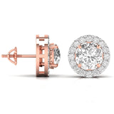 Ivana Jewels Earrings 3.5 Carat Each Round Solitaire Diamonds Halo Stud Earring