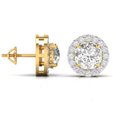 Ivana Jewels Earrings 3.5 Carat Each Round Solitaire Diamonds Halo Stud Earring