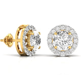 Ivana Jewels Earrings 3.5 Carat Each Round Solitaire Diamonds Halo Stud Earring