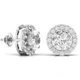 Ivana Jewels Earrings 3.5 Carat Each Round Solitaire Diamonds Halo Stud Earring