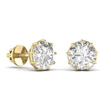 Ivana Jewels Earrings 3 Carat Solitaire Round Diamond 9 Prongs Setting Studs Earring