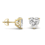 Ivana Jewels Earrings 3 Carats Each Heart Shape Solitaire Diamond Three Prong Martini Setting Studs Earring