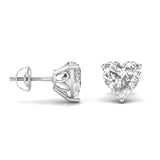 Ivana Jewels Earrings 3 Carats Each Heart Shape Solitaire Diamond Three Prong Martini Setting Studs Earring