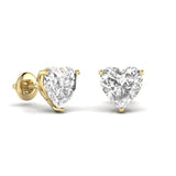 Ivana Jewels Earrings 3 Carats Each Heart Shape Solitaire Diamond Three Prong Martini Setting Studs Earring