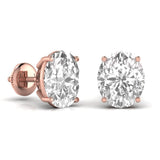 Ivana Jewels Earrings 3 Carats Each Oval Shape Solitaire Diamond 4-Prong Setting Studs Earring