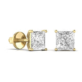 Ivana Jewels Earrings 3 Carats Each Princess Shape Solitaire Diamond Four Prong Basket Setting Studs Earring