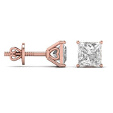 Ivana Jewels Earrings 3 Carats Each Princess Shape Solitaire Diamond V-shaped Prong Setting Studs Earring