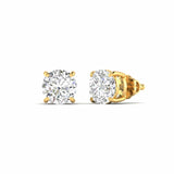 Ivana Jewels Earrings 5 Carats Each Round Cut Diamonds Solitaire Studs Earrings