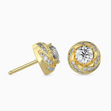 Ivana Jewels Earrings 80 Pointers Round Diamond Centre Solitaire Halo Studs Earring