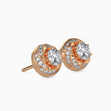 Ivana Jewels Earrings 80 Pointers Round Diamond Centre Solitaire Halo Studs Earring