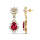 Ivana Jewels Earrings Dangle Ruby Diamond Earrings