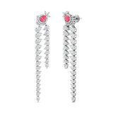 Ivana Jewels Earrings Diamond Dangle Earrings with Pink Diamond Accents