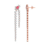 Ivana Jewels Earrings Diamond Dangle Earrings with Pink Diamond Accents