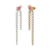 Ivana Jewels Earrings Diamond Dangle Earrings with Pink Diamond Accents