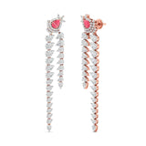 Ivana Jewels Earrings Diamond Dangle Earrings with Pink Diamond Accents