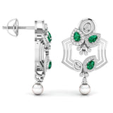 Ivana Jewels Earrings Fancy Pear Cut Emerald Diamond Stunning Earring