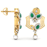 Ivana Jewels Earrings Fancy Pear Cut Emerald Diamond Stunning Earring