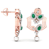 Ivana Jewels Earrings Fancy Pear Cut Emerald Diamond Stunning Earring
