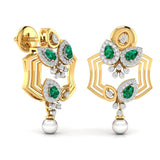 Ivana Jewels Earrings Fancy Pear Cut Emerald Diamond Stunning Earring